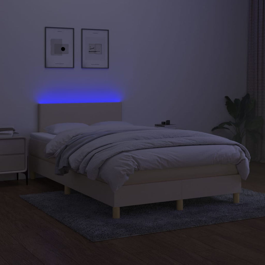 Boxspring met matras en LED stof crèmekleurig 120x200 cm
