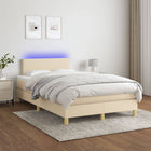 Boxspring met matras en LED stof crèmekleurig 120x200 cm