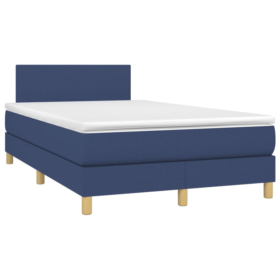 Boxspring met matras en LED stof blauw 120x200 cm 120 x 200 cm Blauw