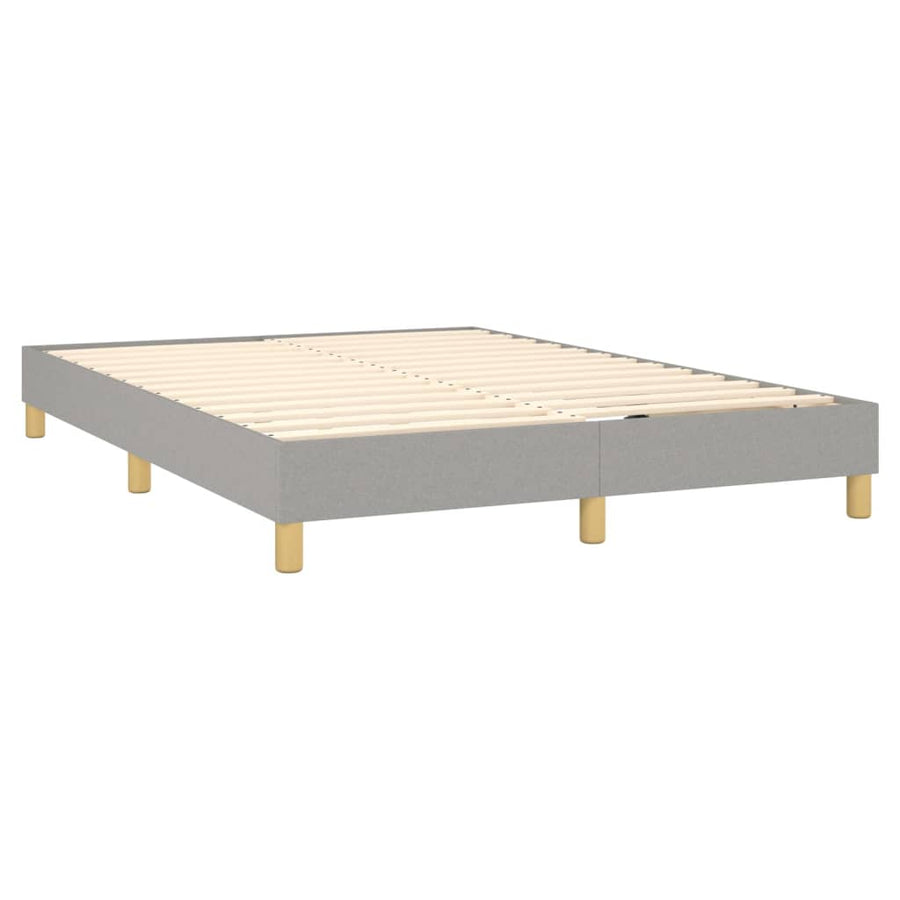 Boxspring met matras en LED stof lichtgrijs 140x190 cm 140 x 190 cm Effen ontwerp