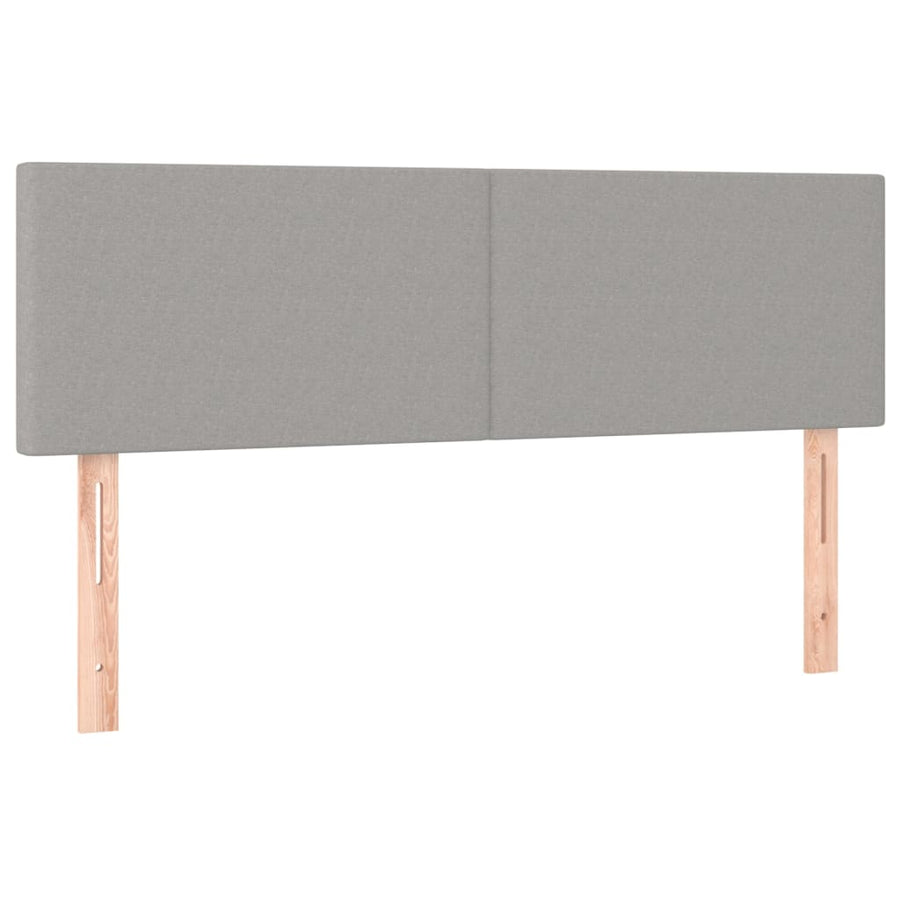 Boxspring met matras en LED stof lichtgrijs 140x190 cm 140 x 190 cm Effen ontwerp