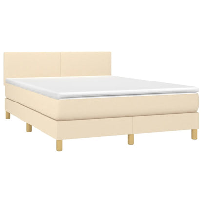 Boxspring met matras en LED stof crèmekleurig 140x190 cm