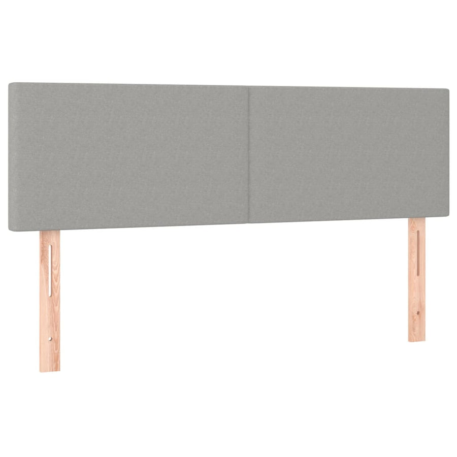 Boxspring met matras en LED stof lichtgrijs 140x200 cm 140 x 200 cm Effen ontwerp