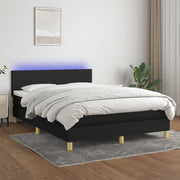 Boxspring 140x200 cm zwart met matras en LED