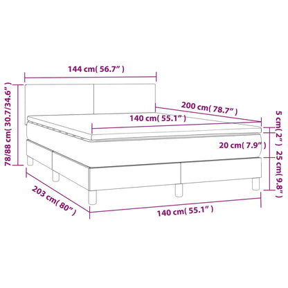 Boxspring met matras en LED stof blauw 140x200 cm 140 x 200 cm Effen ontwerp
