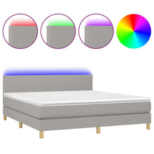 Boxspring met matras en LED stof lichtgrijs 160x200 cm 160 x 200 cm Lichtgrijs