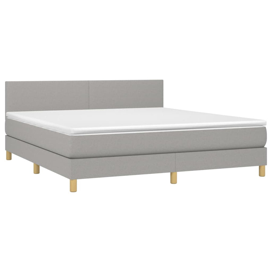 Boxspring met matras en LED stof lichtgrijs 160x200 cm 160 x 200 cm Lichtgrijs