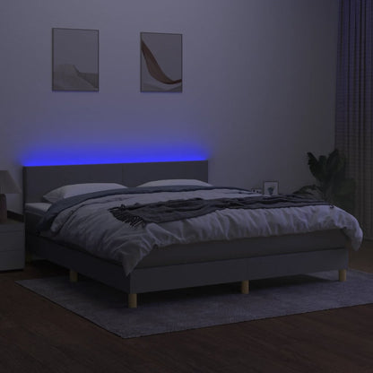 Boxspring met matras en LED stof lichtgrijs 160x200 cm 160 x 200 cm Lichtgrijs