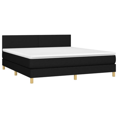Boxspring met matras en LED stof zwart 160x200 cm 160 x 200 cm Zwart