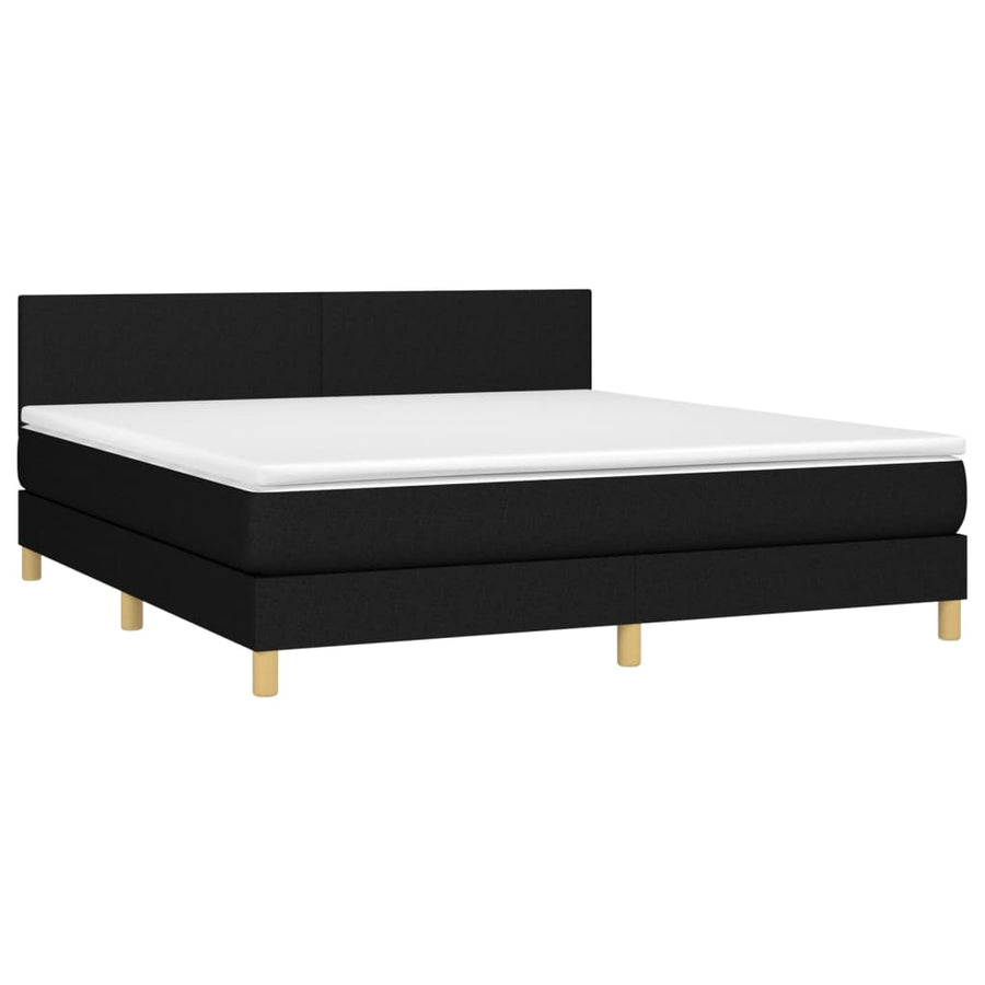 Boxspring met matras en LED stof zwart 160x200 cm 160 x 200 cm Zwart