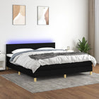 Boxspring met matras en LED stof zwart 160x200 cm 160 x 200 cm Zwart