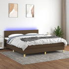 Boxspring met matras en LED stof donkerbruin 160x200 cm 160 x 200 cm Effen ontwerp