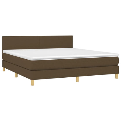 Boxspring met matras en LED stof donkerbruin 180x200 cm 180 x 200 cm Effen ontwerp