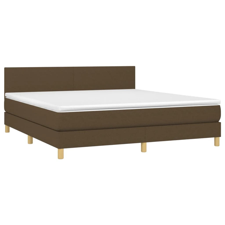 Boxspring met matras en LED stof donkerbruin 180x200 cm 180 x 200 cm Effen ontwerp