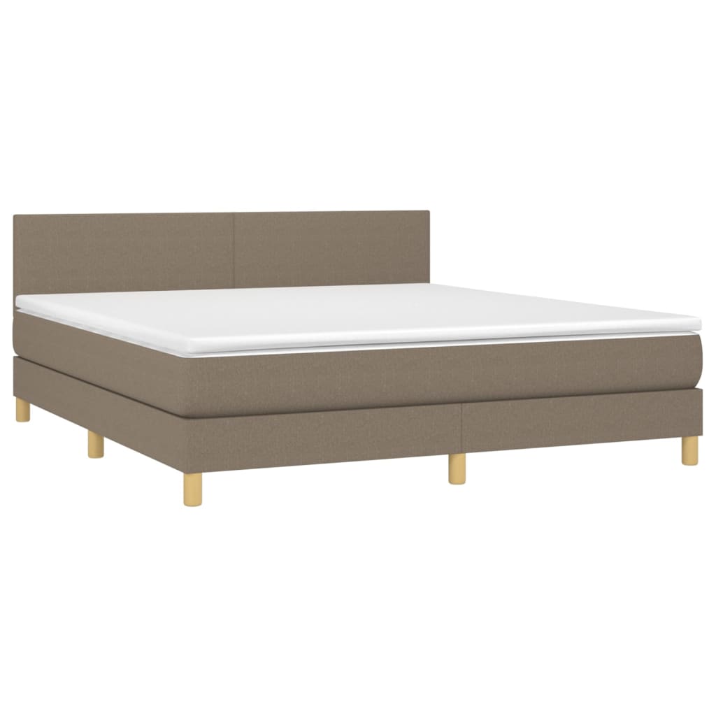 Boxspring met matras en LED stof taupe 180x200 cm 180 x 200 cm Effen ontwerp