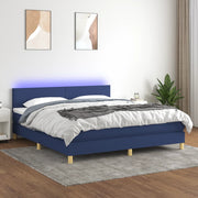 Boxspring met matras 180x200 cm blauw LED