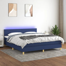 Boxspring Met Matras En Led Stof Blauw 180 x 200 cm Effen ontwerp
