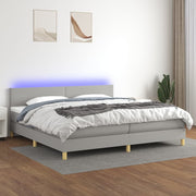 Boxspring 200x200 cm lichtgrijs met matras en LED