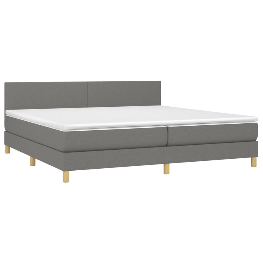 Boxspring met matras en LED stof donkergrijs 200x200 cm 200 x 200 cm Effen ontwerp