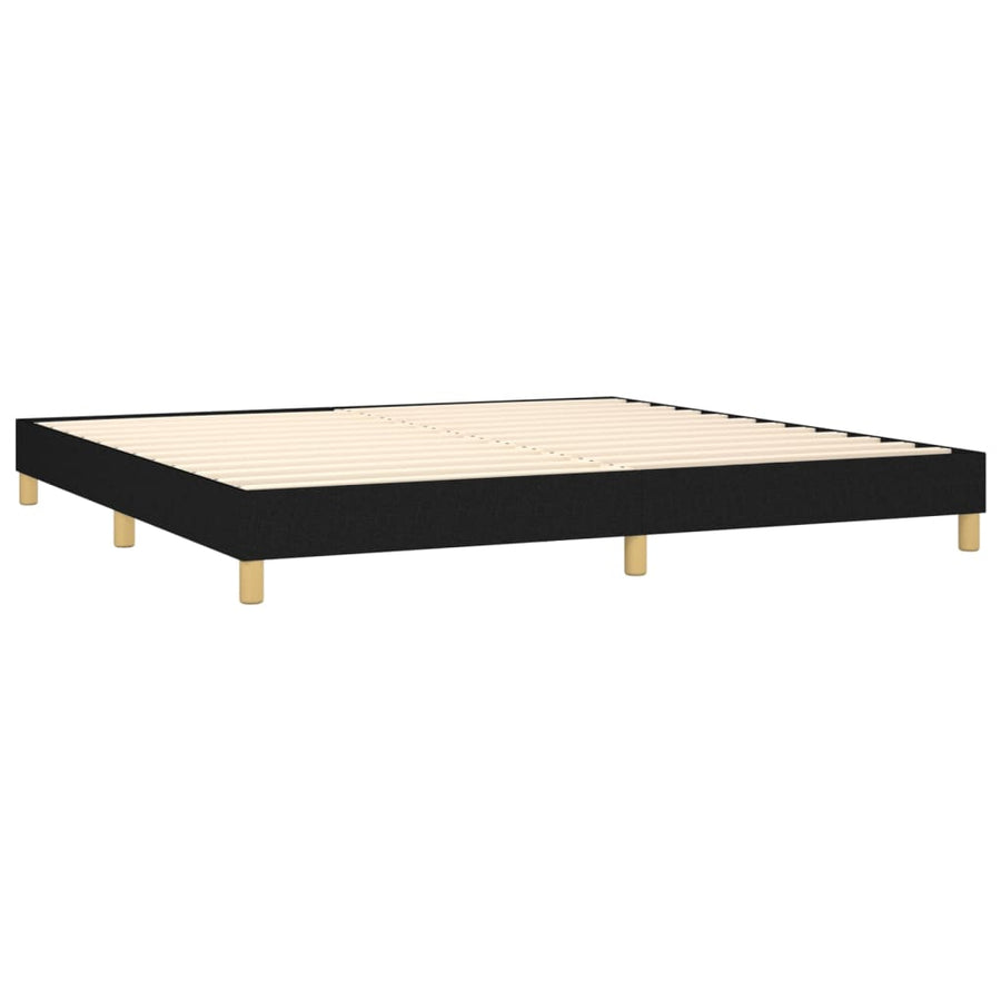 Boxspring met matras en LED stof zwart 200x200 cm 200 x 200 cm Effen ontwerp