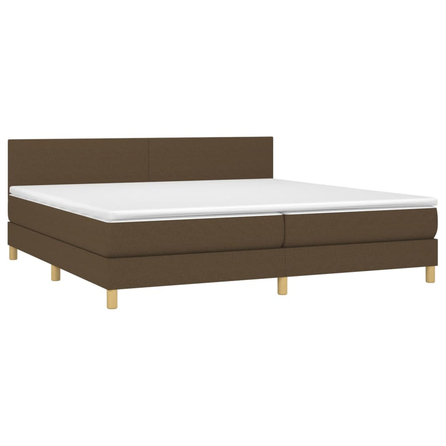 Boxspring met matras en LED stof donkerbruin 200x200 cm 200 x 200 cm Donkerbruin