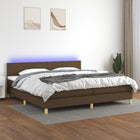 Boxspring met matras en LED stof donkerbruin 200x200 cm 200 x 200 cm Donkerbruin