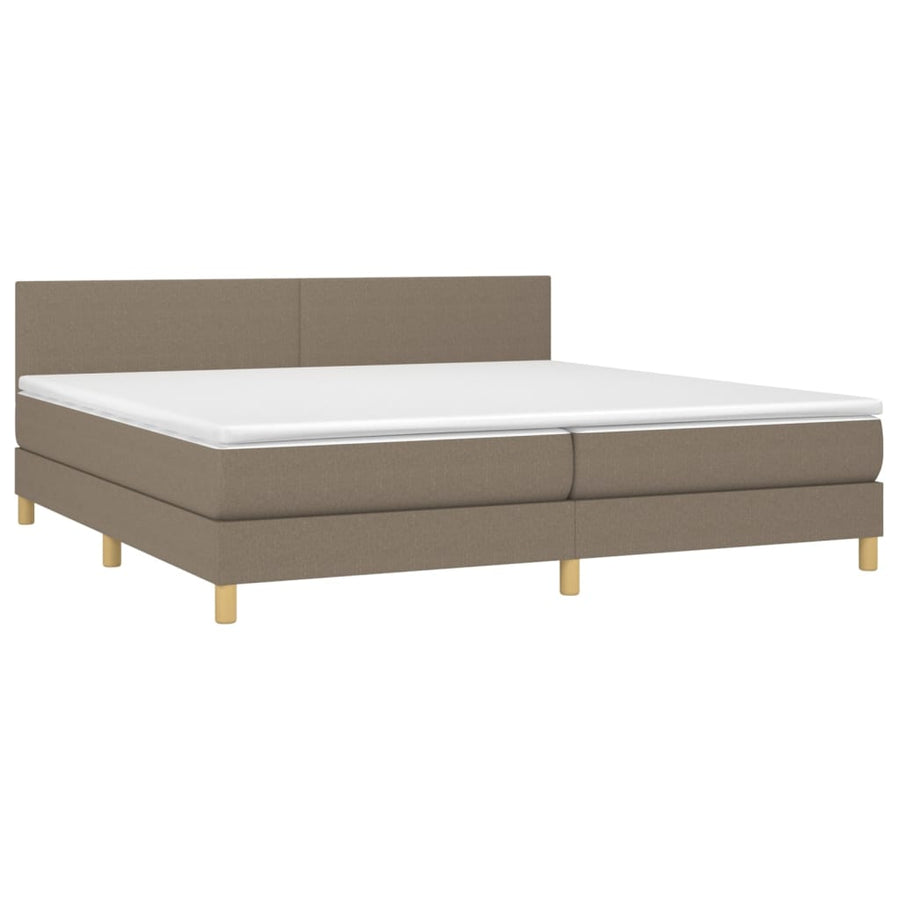 Boxspring Met Matras En Led Stof Taupe 200 x 200 cm Effen ontwerp