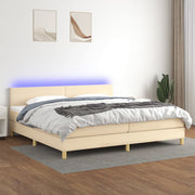 Boxspring 200x200 cm crème met matras en LED