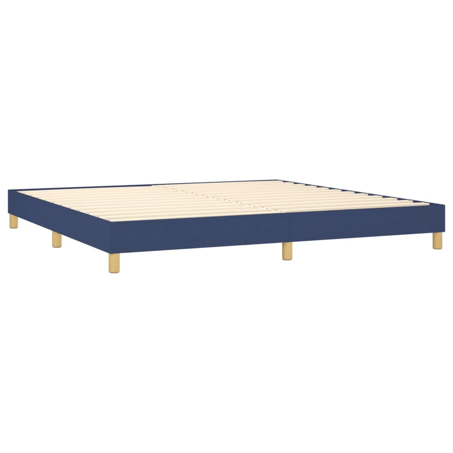 Boxspring met matras en LED stof blauw 200x200 cm 200 x 200 cm Blauw