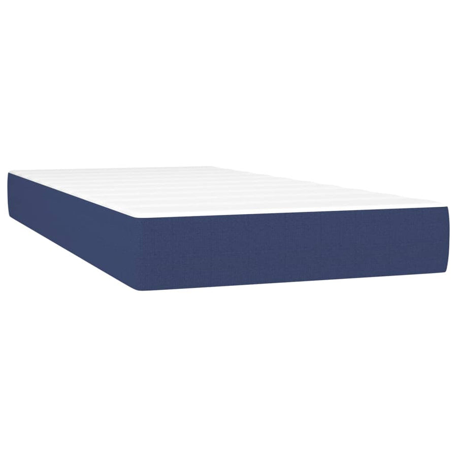 Boxspring met matras en LED stof blauw 200x200 cm 200 x 200 cm Blauw