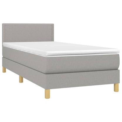 Boxspring met matras en LED stof lichtgrijs 80x200 cm 80 x 200 cm Effen met spijkers