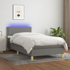 Boxspring met matras en LED stof donkergrijs 90x190 cm 90 x 190 cm Donkergrijs