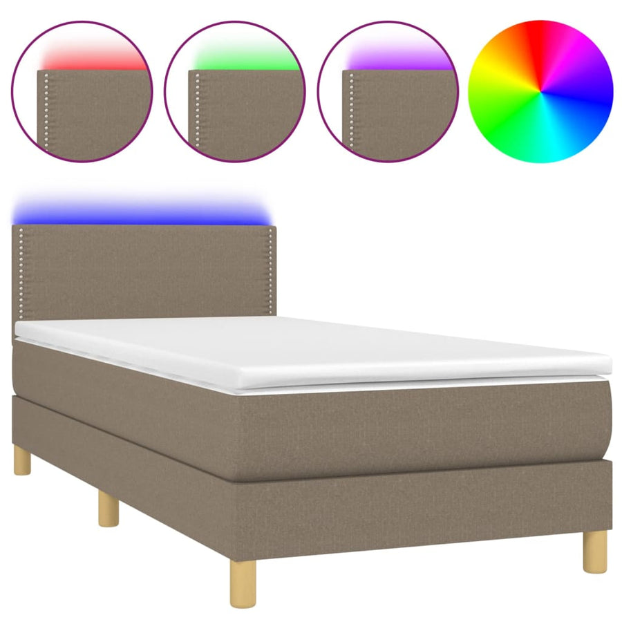 Boxspring met matras en LED stof taupe 90x190 cm 90 x 190 cm Taupe