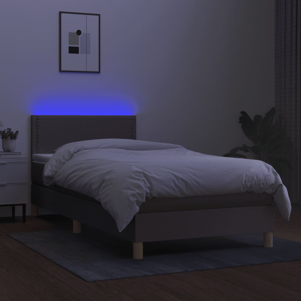 Boxspring met matras en LED stof taupe 80x200 cm 90 x 200 cm Taupe