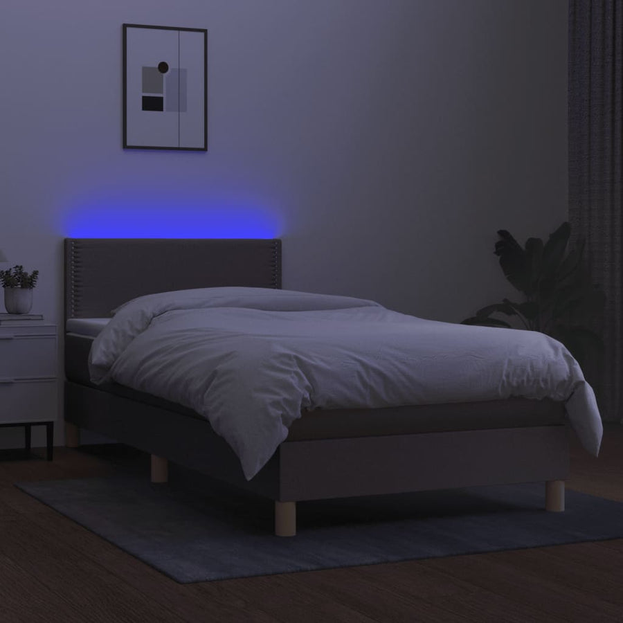Boxspring met matras en LED stof taupe 80x200 cm 90 x 200 cm Taupe
