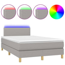 Boxspring met matras en LED stof lichtgrijs 120x200 cm 120 x 200 cm Lichtgrijs