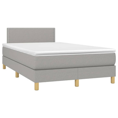 Boxspring met matras en LED stof lichtgrijs 120x200 cm 120 x 200 cm Lichtgrijs