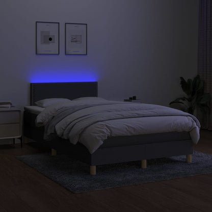 Boxspring met matras en LED stof donkergrijs 120x200 cm 120 x 200 cm Donkergrijs