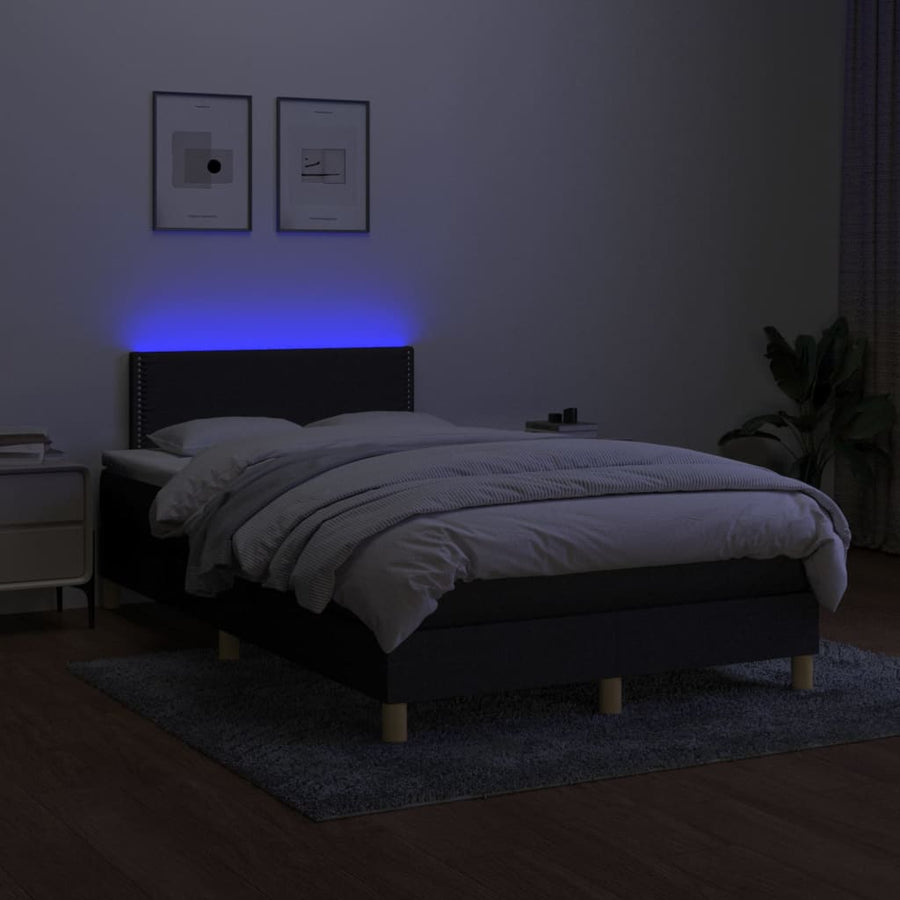 Boxspring met matras en LED stof zwart 120x200 cm 120 x 200 cm Zwart