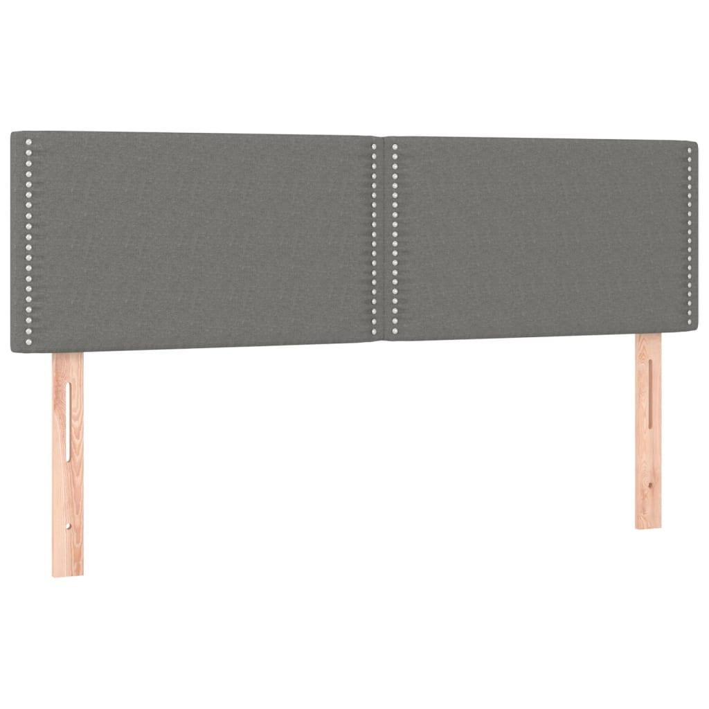 Boxspring met matras en LED stof donkergrijs 140x200 cm 140 x 200 cm Effen met spijkers