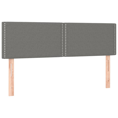 Boxspring met matras en LED stof donkergrijs 140x200 cm 140 x 200 cm Effen met spijkers