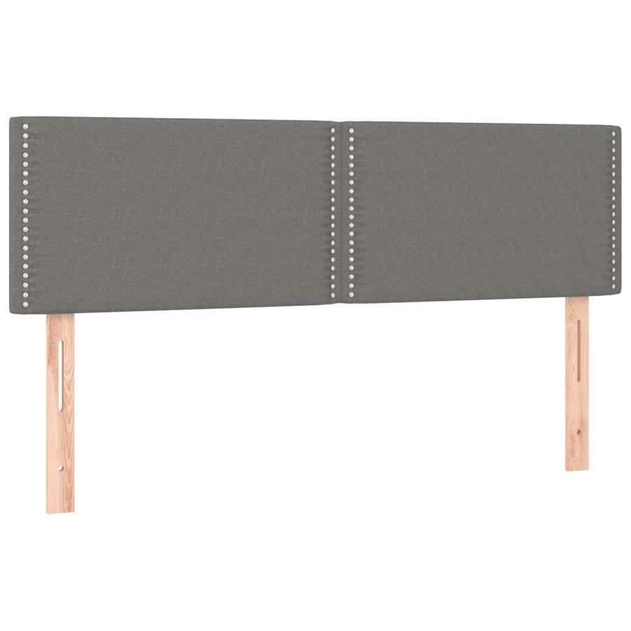 Boxspring met matras en LED stof donkergrijs 140x200 cm 140 x 200 cm Effen met spijkers