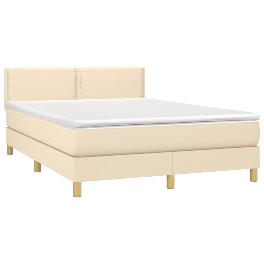 Boxspring met matras en LED stof crèmekleurig 140x200 cm