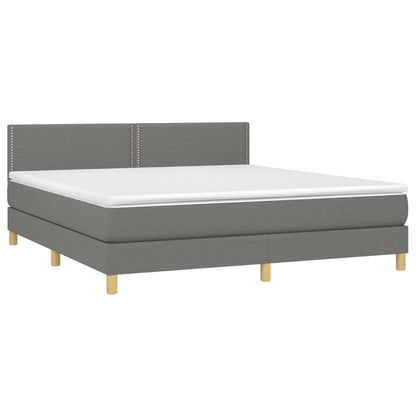 Boxspring met matras en LED stof donkergrijs 180x200 cm 180 x 200 cm Donkergrijs