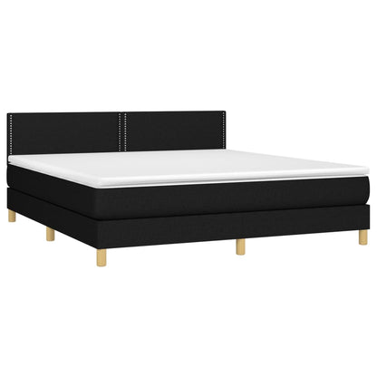 Boxspring met matras en LED stof zwart 180x200 cm 180 x 200 cm Zwart