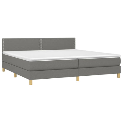Boxspring met matras en LED stof donkergrijs 200x200 cm 200 x 200 cm Donkergrijs