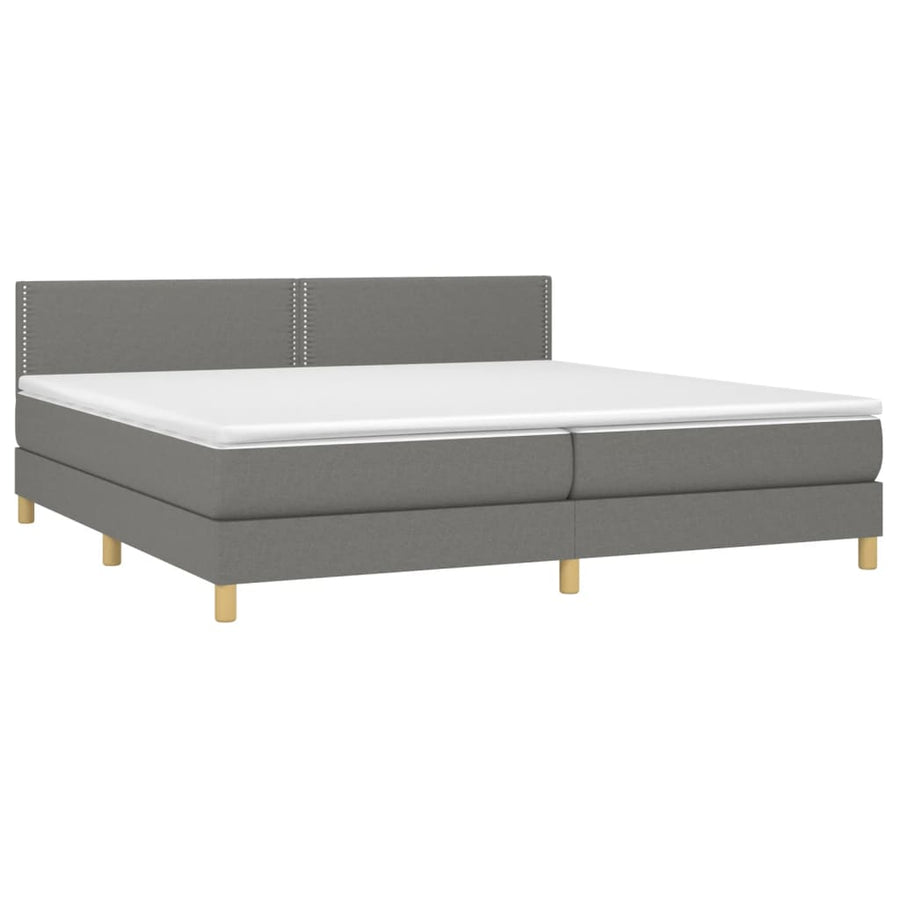 Boxspring met matras en LED stof donkergrijs 200x200 cm 200 x 200 cm Donkergrijs