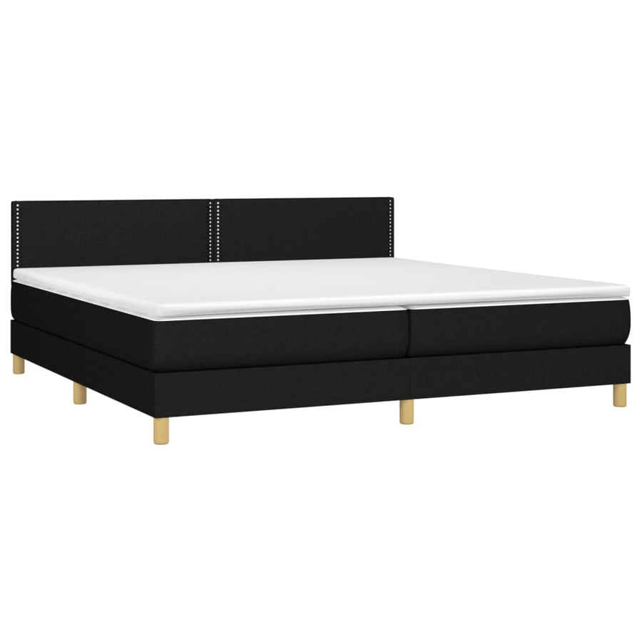 Boxspring met matras en LED stof zwart 200x200 cm 200 x 200 cm Zwart