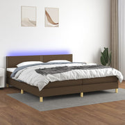 Boxspring 200x200 cm donkerbruin met matras en LED