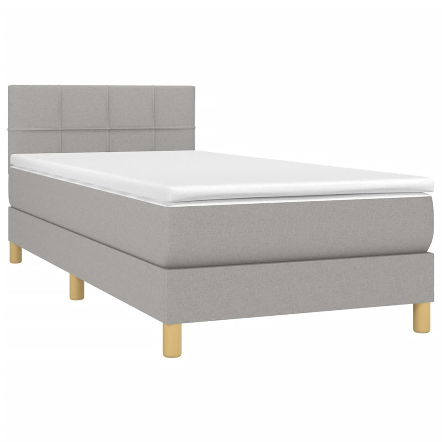 Boxspring met matras en LED stof lichtgrijs 80x200 cm 80 x 200 cm Lichtgrijs